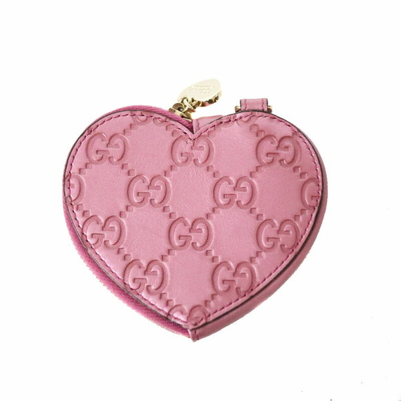 Gucci Heart Leather Wallet GG Pink - Picture 1 of 6